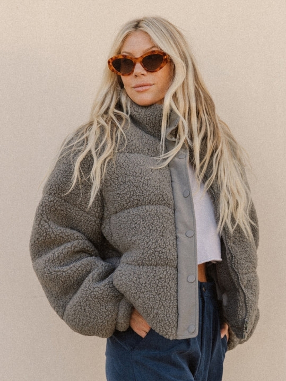 Gentle Fawn Light Gray Ellis Sherpa Jacket